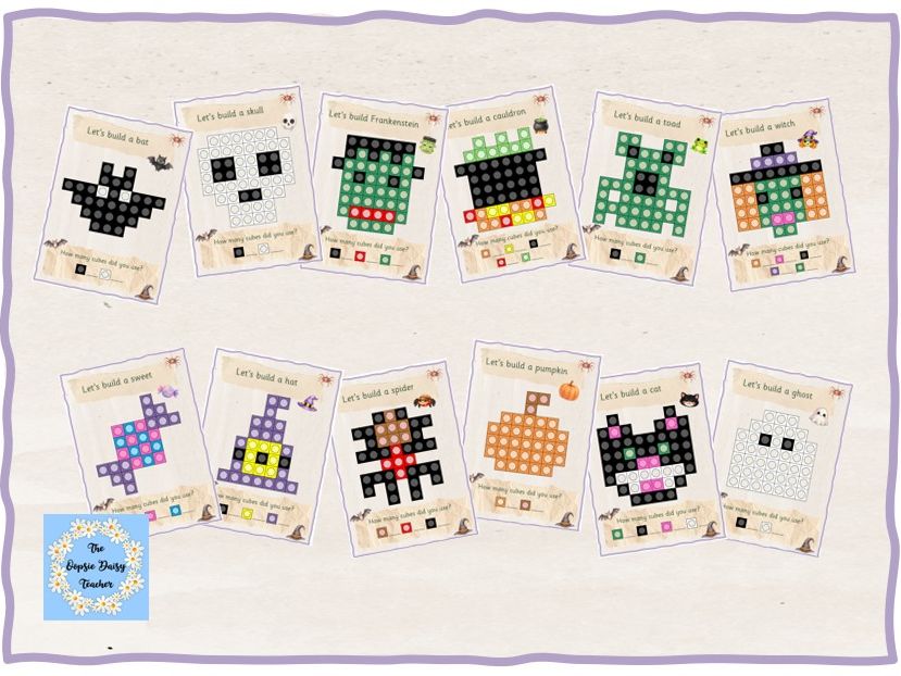 Multilink/Snap Cube Challenge Cards - Halloween (Natural Theme)