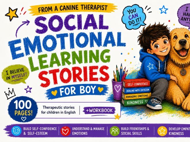 Social Emotional Learning Stories for boy + workBook - SEL Stories, emotions & Friendship