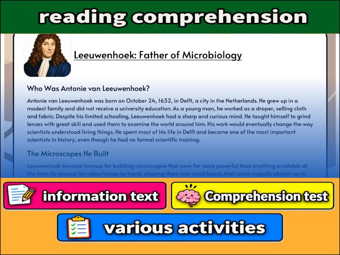 Leeuwenhoek: Father of Microbiology- Reading Comprehension, Worksheet & Activities