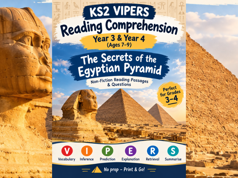KS2 VIPERS Reading Comprehension: The Secrets of the Egyptian Pyramid (Printable PDF)