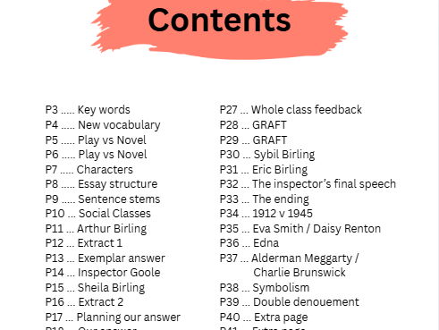 An Inspector Calls workbook