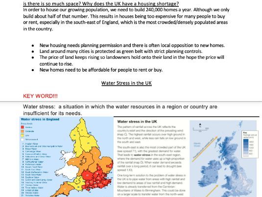 OCR B Geography GCSE- UK in the 21st Century revision booklet with questions