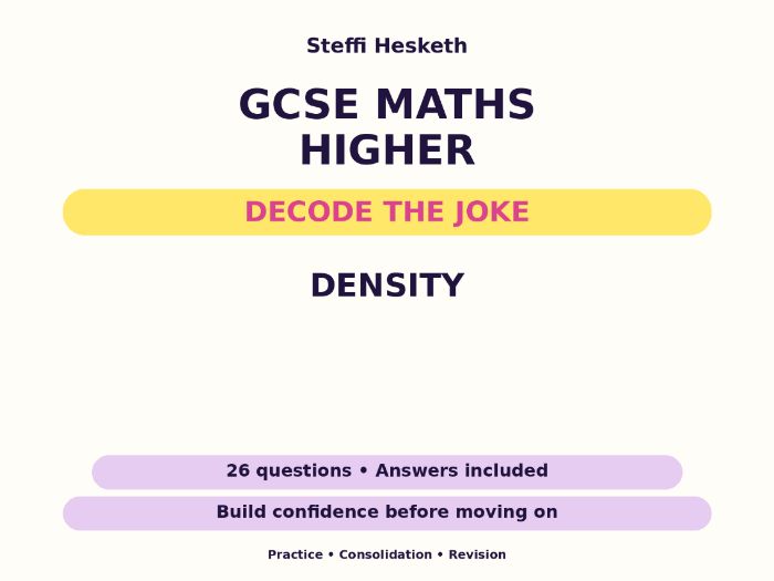 Density | GCSE Decode the Joke + Answers