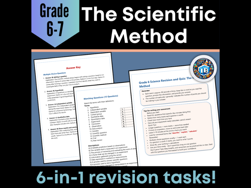 The Scientific Method: Grade 6-7 Quiz Revision Worksheets - 2026