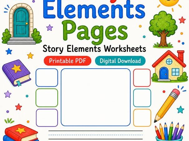 Story Elements Pages | Story Elements Worksheets | Printable PDF | Digital Download