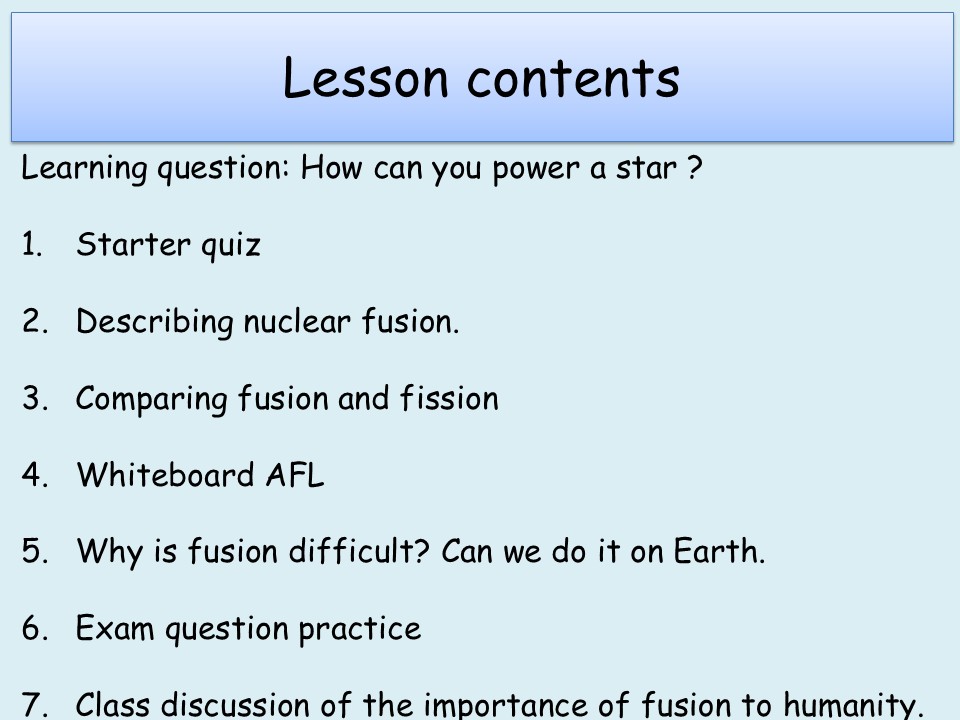 AQA P7.8 Nuclear fusion