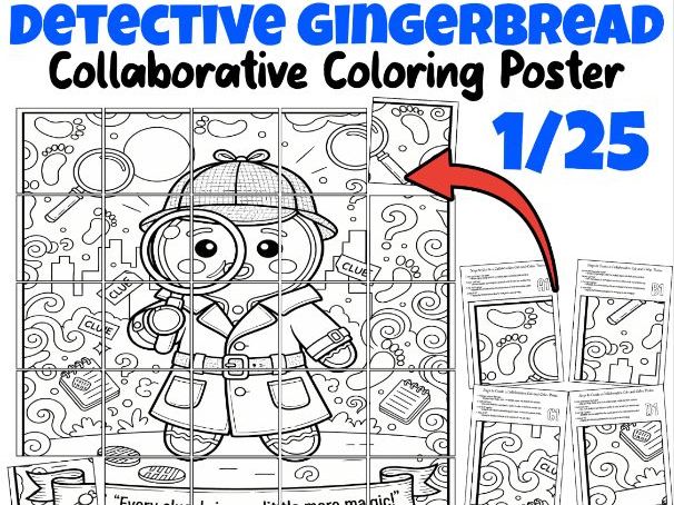 Detective Gingerbread Collaborative Poster | Winter Mystery Classroom Activity