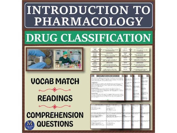 Pharmacology: Drug Classification Reading Comprehension & Sort Activity Center