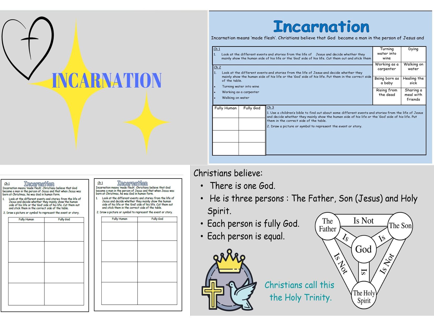 Incarnation powerpoint lesson and linked activities