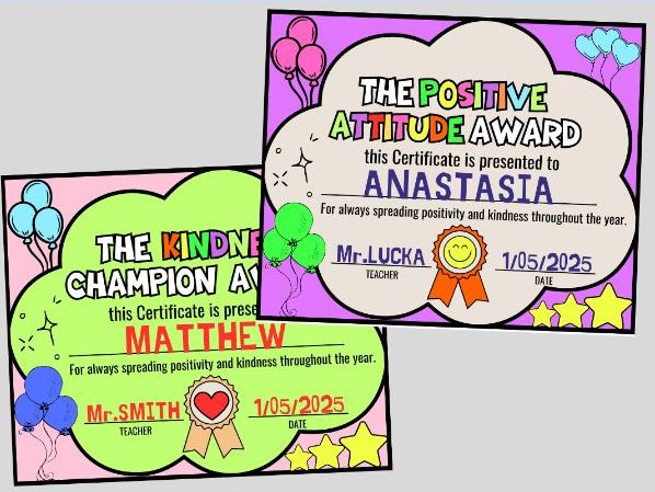 Editable End of Year Awards – Fun Student Certificates for Primary Classroom Leavers