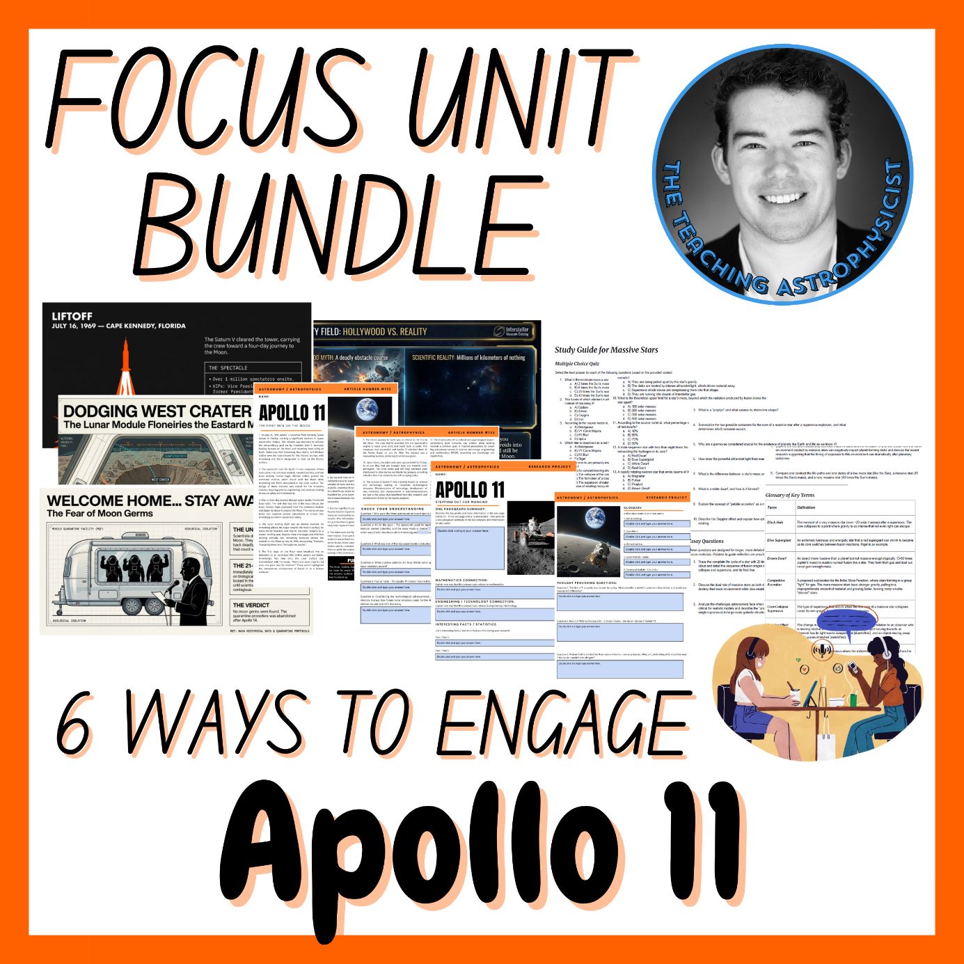 Apollo 11 | Focus Unit Bundle | 6 Resources inc. Quiz | Space Science Set