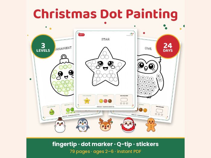 Christmas Dot Painting Advent: 3 Levels