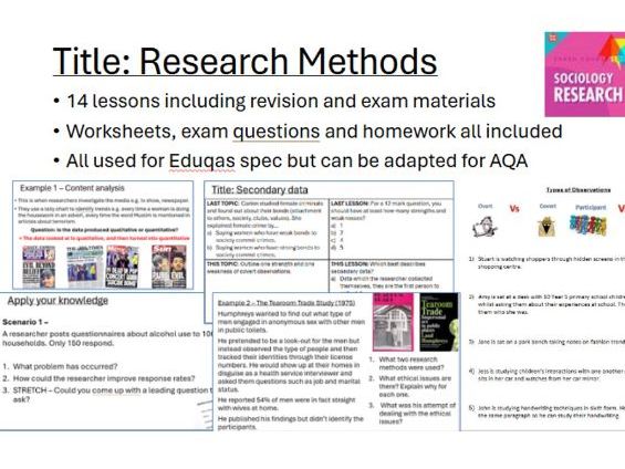 Research Methods GCSE Sociology 2026