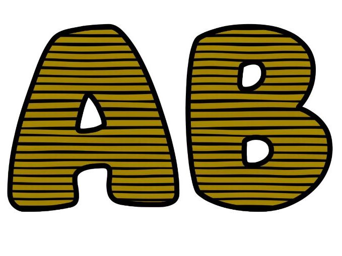 Thin Yellow Stripes Alphabet Letters | Classroom Bulletin Board Display, A-Z 0-9 and Signs