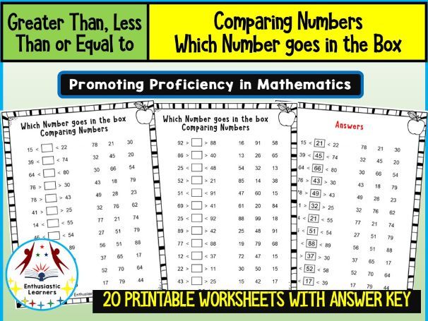 Comparing Numbers (Greater Than, Less Than) – Which Number Goes in the Box? Worksheets | Practice Ac