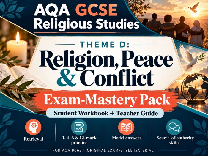 AQA GCSE Religious Studies Theme D Religion, Peace & Conflict Exam-Mastery Pack | 8062 | 2026+