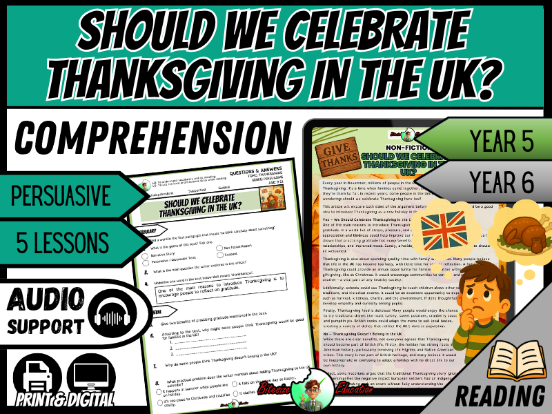 Should We Celebrate Thanksgiving in the UK? | Reading Comprehension | Year 5/6