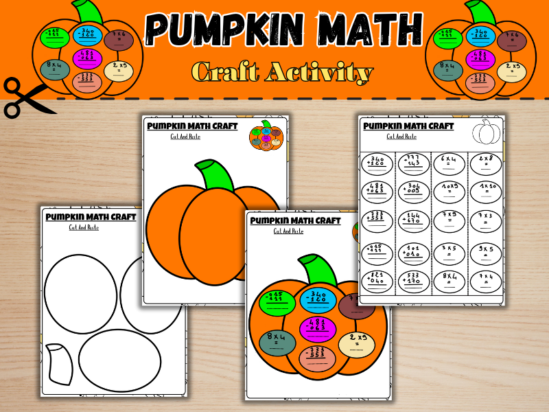 Pumpkin Math Craft | Fall-Themed Cut and Paste Activity|Math and Art Integration