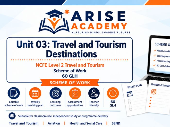 NCFE Unit 03 Travel & Tourism | Scheme of Work