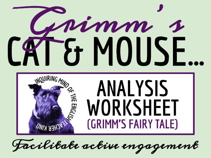 "Cat and Mouse in Partnership" Close Reading Worksheet | Brothers Grimm Fairy Tale | Fable