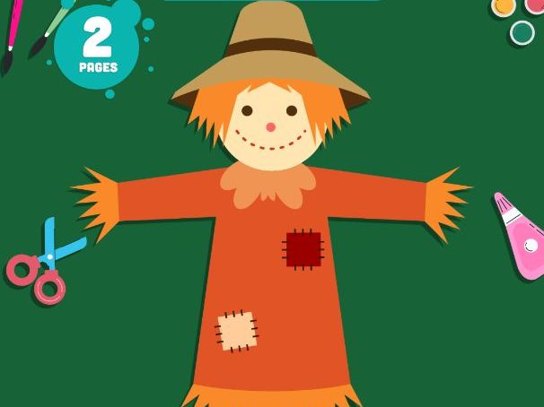 Build Your Own Scarecrow Craft, Autumn Cut and Assemble, Fall Farm Theme, Letter & A4