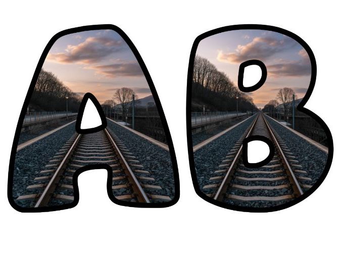 Railway Line Alphabet Letters | Classroom Bulletin Board Display, A-Z 0-9 and Signs