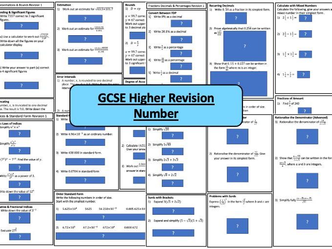 GCSE Higher Maths Grade 7 - 9 Exam Practice Pack - Number