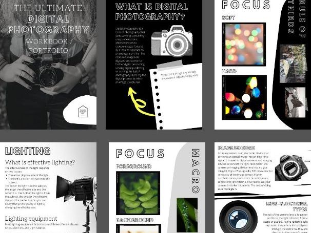 67 Page Introduction To Digital Photography Workbook/Portfolio | Printable & Digital