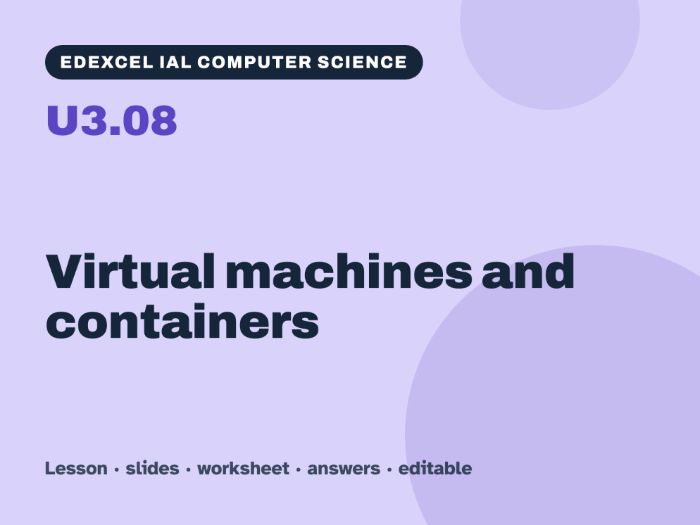 Edexcel IAL Computer Science – U3.08 Virtual machines and containers – Lesson & Worksheet