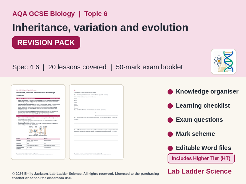 B6 Inheritance Revision Pack: AQA GCSE Biology