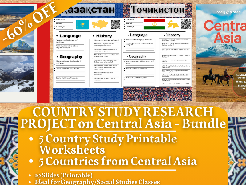 Country Study Research Project - Central Asia - Social Studies Report - Bundle