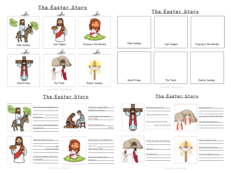 Easter Story Worksheets | Bible Easter Story Sequencing & Writing | Differentiated RE Activities
