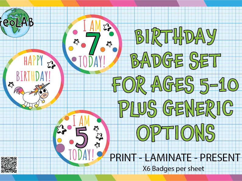 Birthday Badge Pack | Ages 5–10 | Printable Classroom Badges
