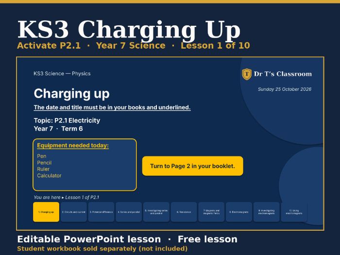 KS3 Activate P2.1 Electricity: Charging Up