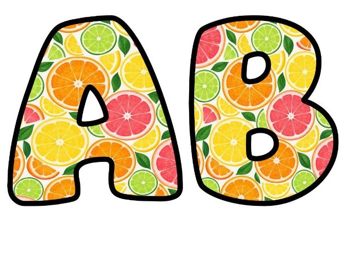 Citrus Fruit Slices Bubble Letters | Botanical Bulletin Board Letters | Classroom Display Pack