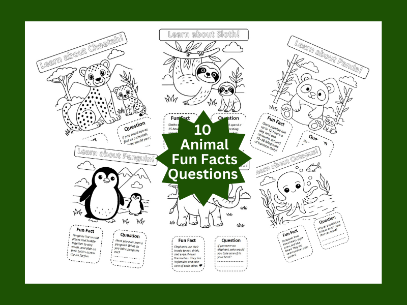 10 Animal Coloring Pages with Fun Facts and Questions– KS1, KS2 classroom activities