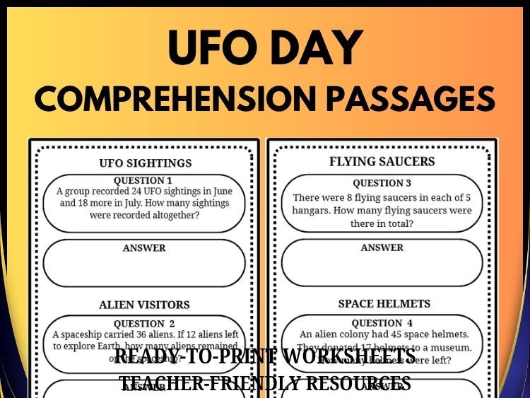 UFO Reading Comprehension: 20 Fun Passages & Questions