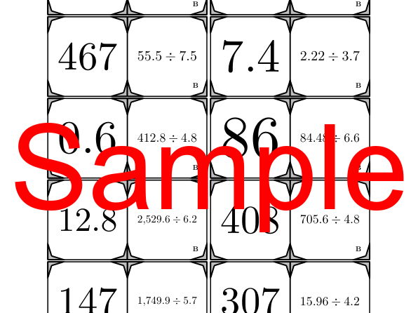 Domino | Division of Decimal Numbers by a Decimal | Math Activity