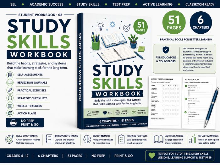 Study Skills Workbook for Students | Test Prep, Note-Taking & Learning Strategies