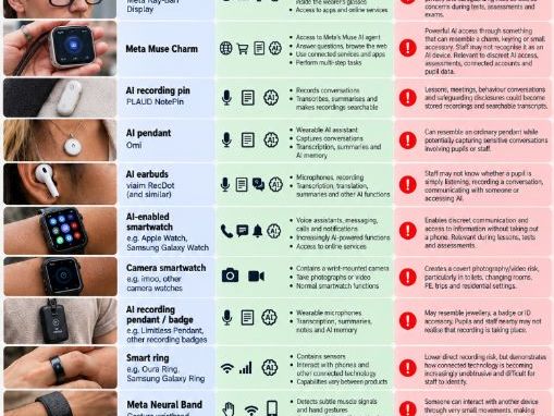 AI Wearables in Schools: Staff Safeguarding Poster