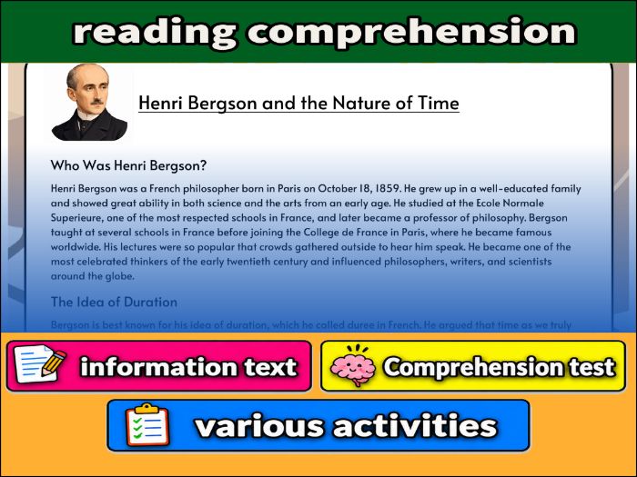 Henri Bergson and the Nature of Time- Reading Comprehension, Worksheet & Activities