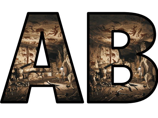 Lascaux Caves (France) Lettering Set Display Title Letters Numbers ...