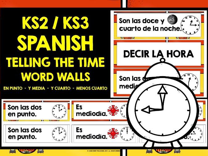 Spanish Telling the Time Word Walls | Spanish Classroom Display
