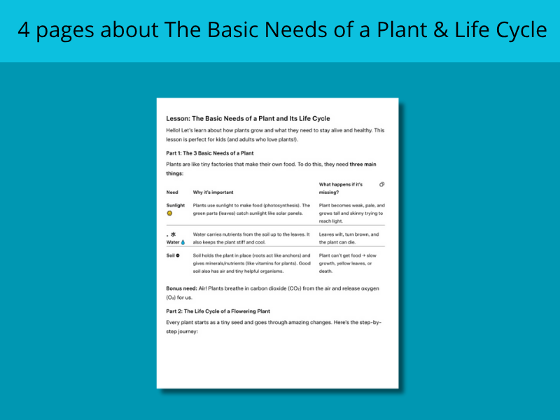 The Basic Needs of a Plant & Life Cycle