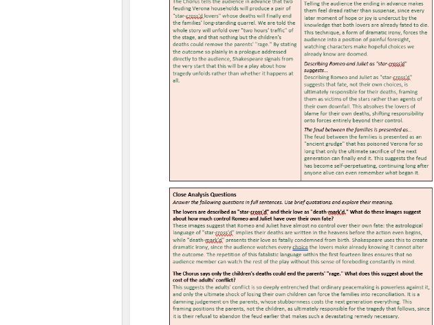 Romeo and Juliet Teacher Answers with Extracts (GCSE)