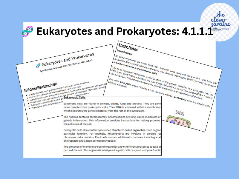 Eukaryotes and Prokaryotes: 4.1.1.1
