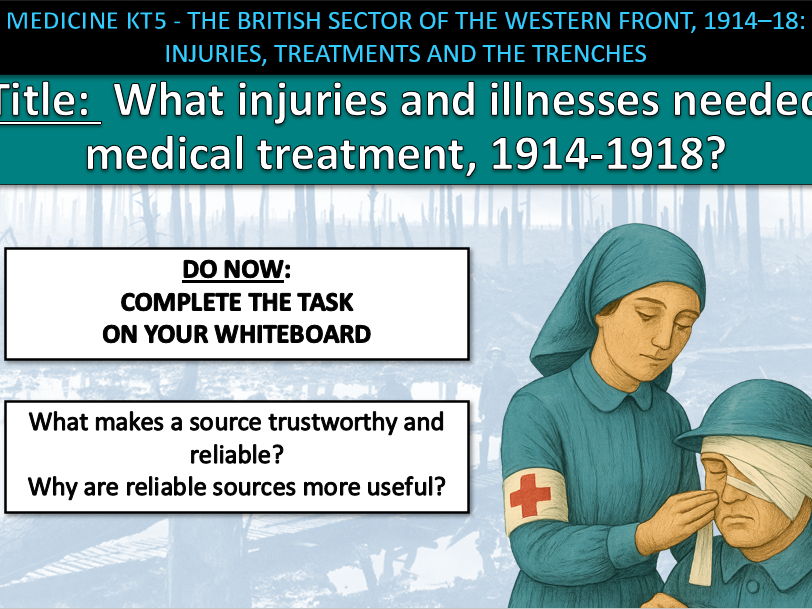 History GCSE Medicine Edexcel KT5 L4 Injuries and Illnesses Western Front (Fully Resourced).