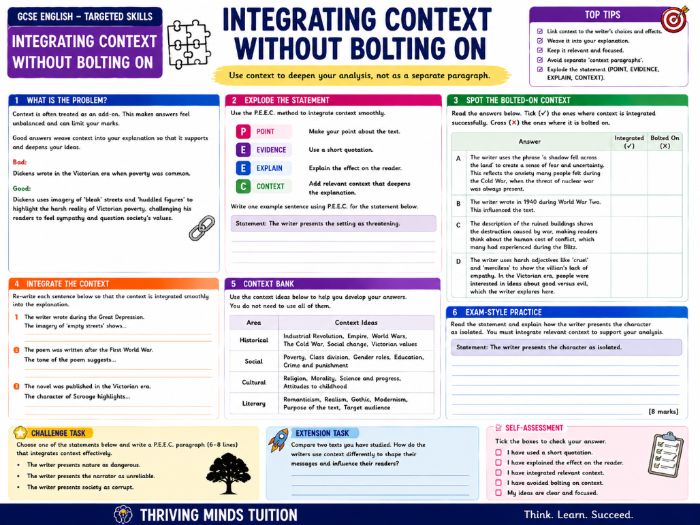 GCSE English Targeted Skills - Integrating Context Without Bolting On