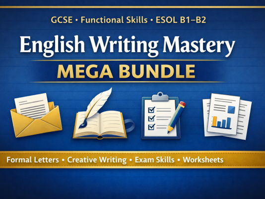 Ultimate English Writing Mega Bundle – GCSE, Functional Skills & ESOL (Formal Letters, Creative Writing, Exam Prep)