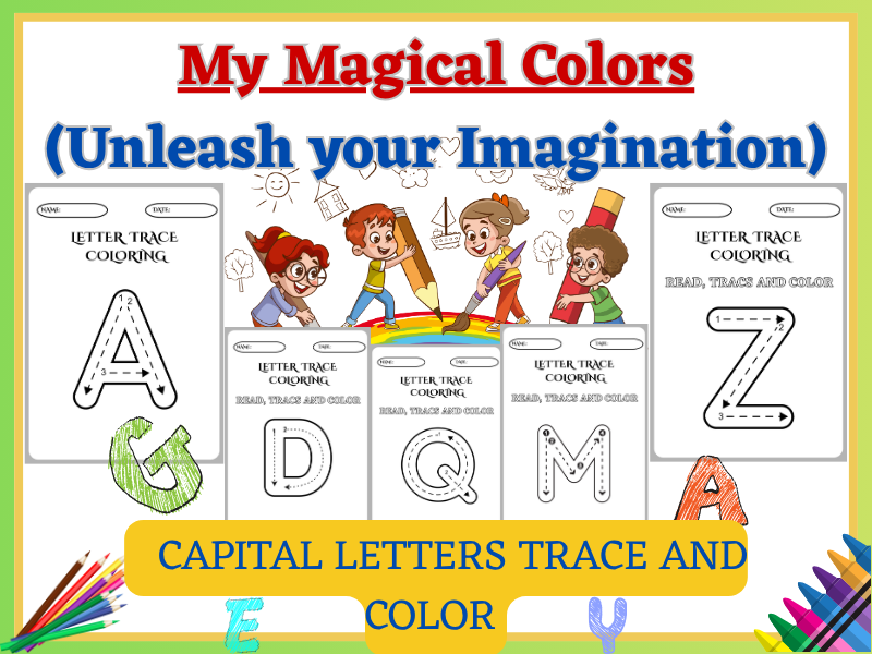 Art & Coloring worksheet – Creative Fun for Students (Capital Letters Tracing and Coloring).